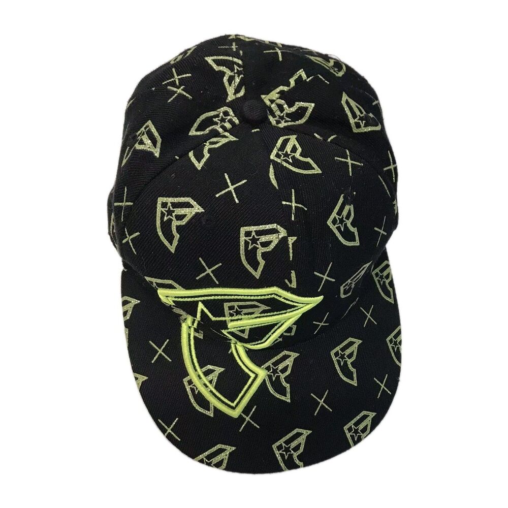 New Era Famous Stars And Straps X Black Neon Green Hat Size 7 1/4 DJ Skate Y2k